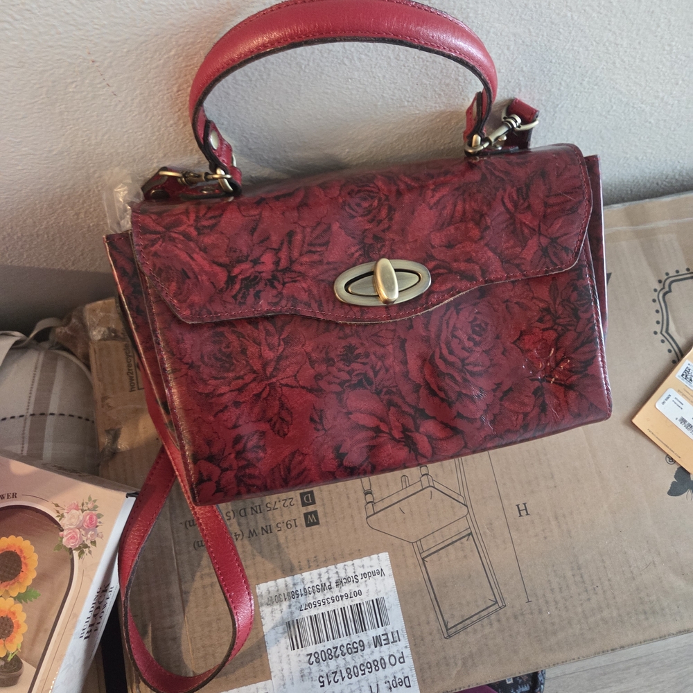 Patricia Nash Red Floral Satchel